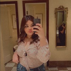 American eagle floral top with tie over chest